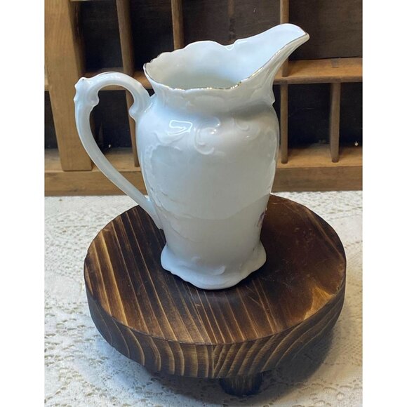 Vintage Porcelain Creamer Lavender Iris LOV Floral Early 1900s Shabby Chic - Picture 10 of 16